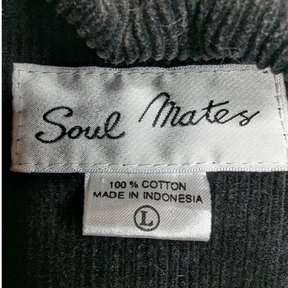 Vtg 1990s Soul Mates Black Colorful Herringbone Corduroy Button Up Jacket L - Picture 4 of 4